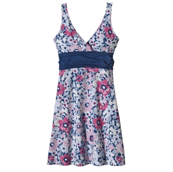 Patagonia Margot Dress Dewdrop Flower Pink Blue White Sundress Women's Small - Picture 1 of 9